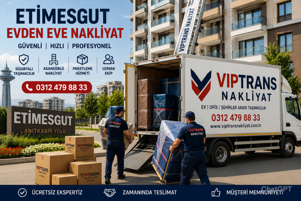Etimesgut evden eve nakliyat hizmetleri sunan Viptrans Nakliyat taşıma ekibi ve nakliye aracı